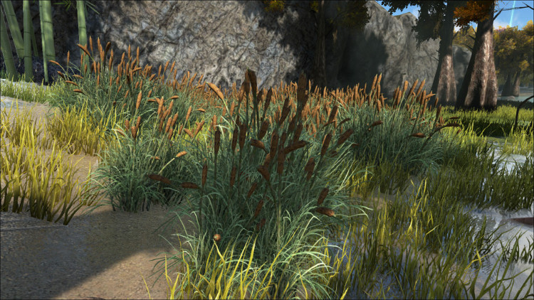 This image shows one set of bushes that can provide Rare Flower drops in the swamps on the Ark.