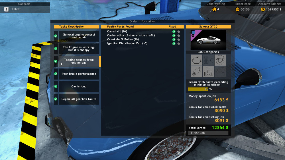 Here is a sample order for the problem Tapping Sounds from Engine Bay in Car Mechanic Simulator 2015.