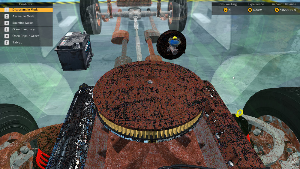 This round air filter assembly is severely damaged in this example from Car Mechanic Simulator 2015.