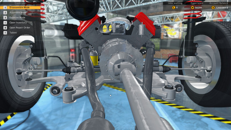 Here we have an installed gearbox, drive shaft, and starter from Car Mechanic Simulator 2015.