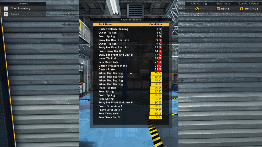 There are results from a test drive in Car Mechanic Simulator 2015.