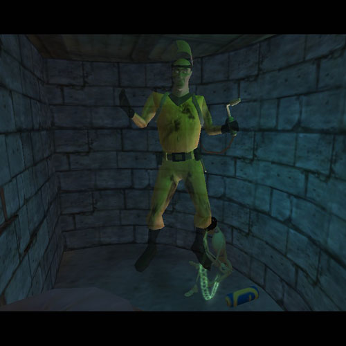 Arclight is bound to his corpse in the basement, sealed away in an old alcove.