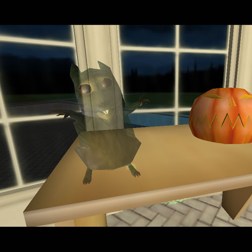 Hogwash is bound to the Jack-O-Lantern and is set free by having an electrical item or Ethereal Gift pass by him.