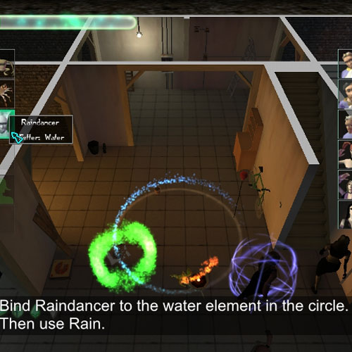 The witches' circle is broken using Raindancer and her Rain power. Breaking the circle will free Firetail.