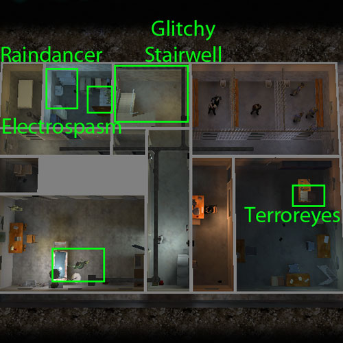 The location of Banzai and the binding position for Stonewall that will free Banzai.