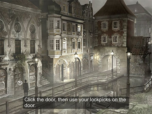 When you click on the door at Mark's Place, Gustav will mention letting himself in. Use the lockpicks.