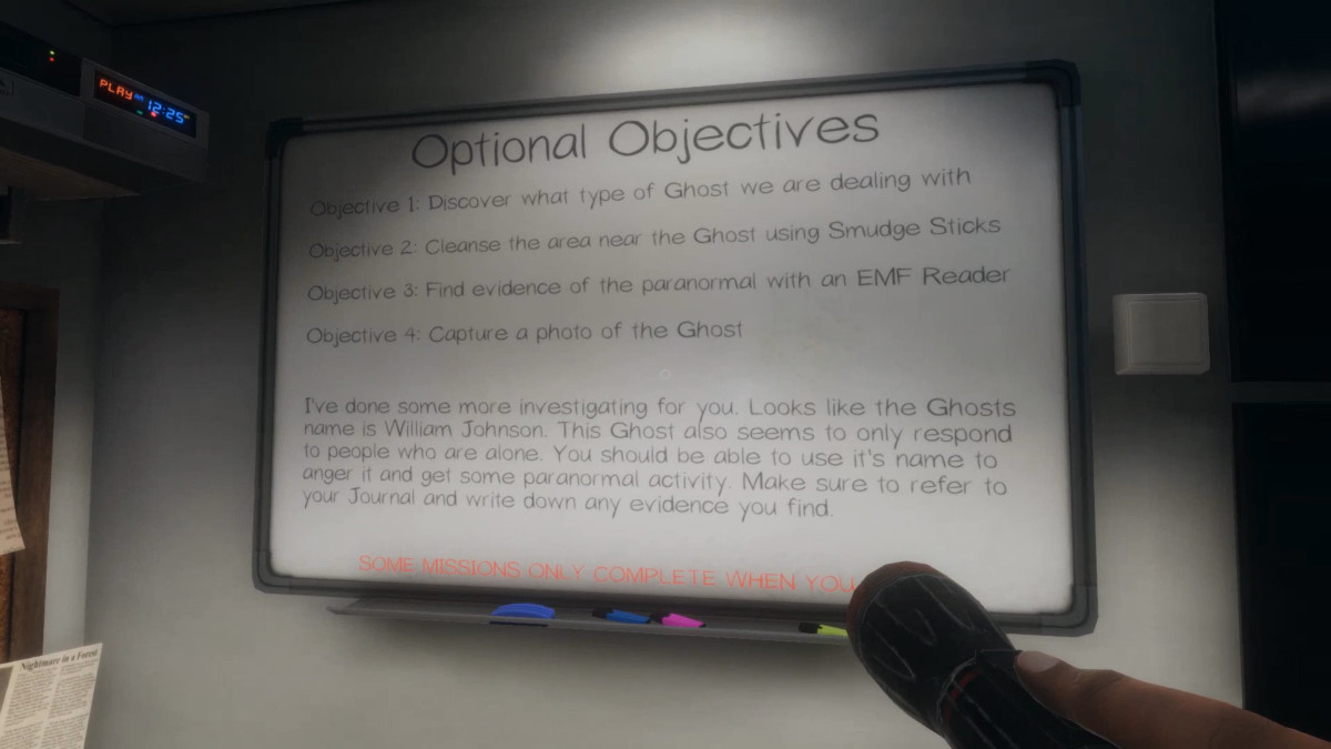 There are always four objectives to every assignment in Phasmophobia.