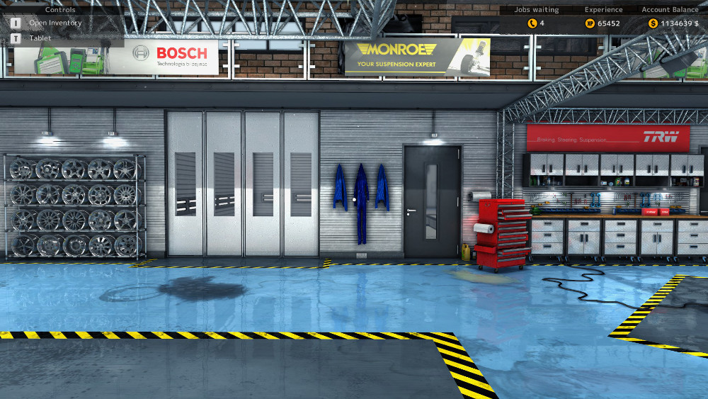 You can find the Test Path and Paint Shop along the rear wall of your garage in Car Mechanic Simulator 2015.